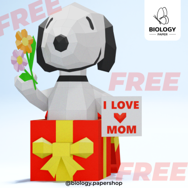 snoopy con flores y I <3 mom