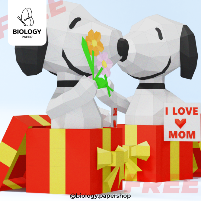 snoopy con flores y I <3 mom - Imagen 2